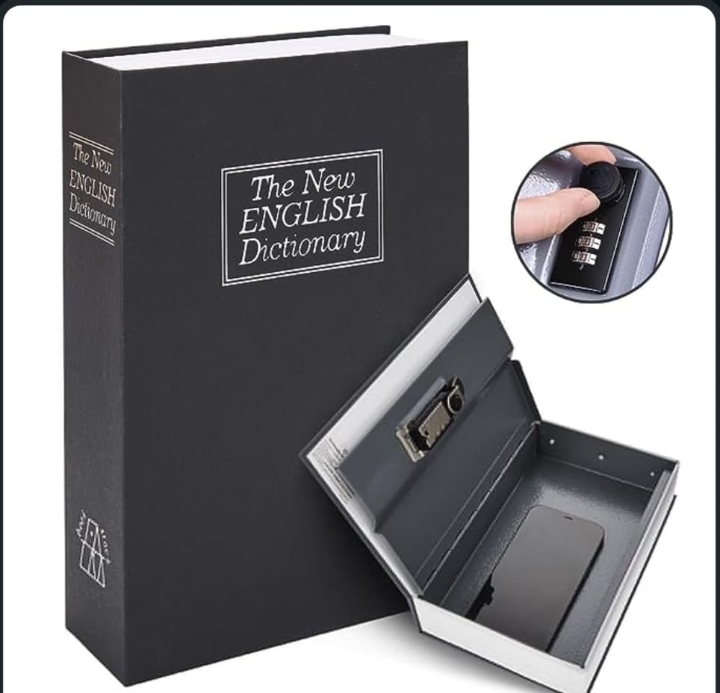 Rexmon Book Safe Home Dictionary Diversion Safe Lock Box with Key Lock, Black Large, Size 18 X 12 X 5.5 cm
